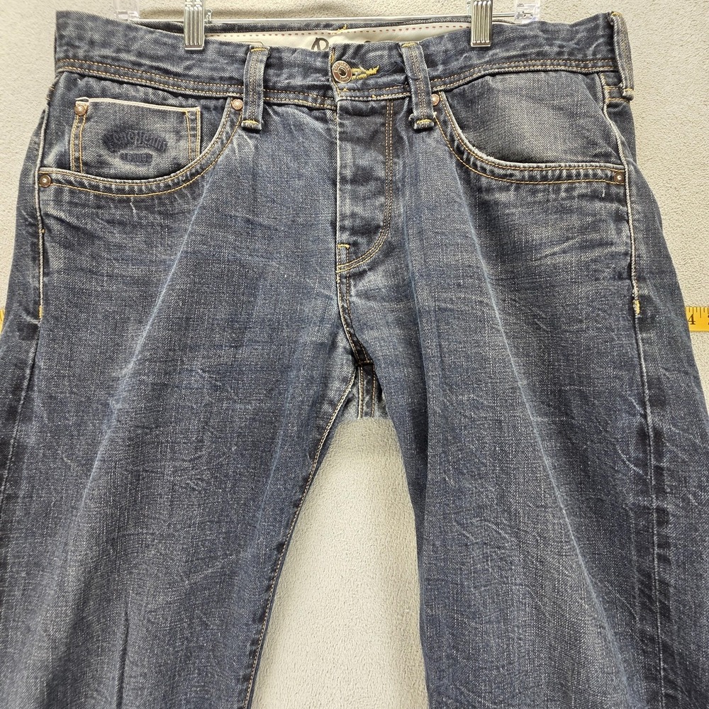 Selvedge Jeans Mens 33x34 Blue Pepe Crunch DLX Button Fly Regular Straight - Picture 12 of 16